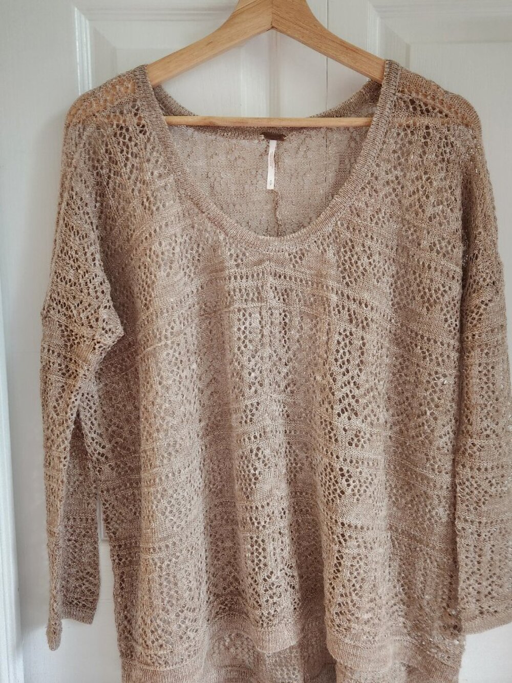 Free people linen crochet sweater top